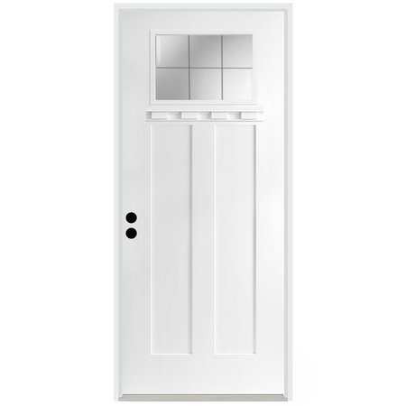 CODEL DOORS 32" x 96" Primed White Shaker Exterior Fiberglass Door 2880RHISPSFHFLS300P491626DM